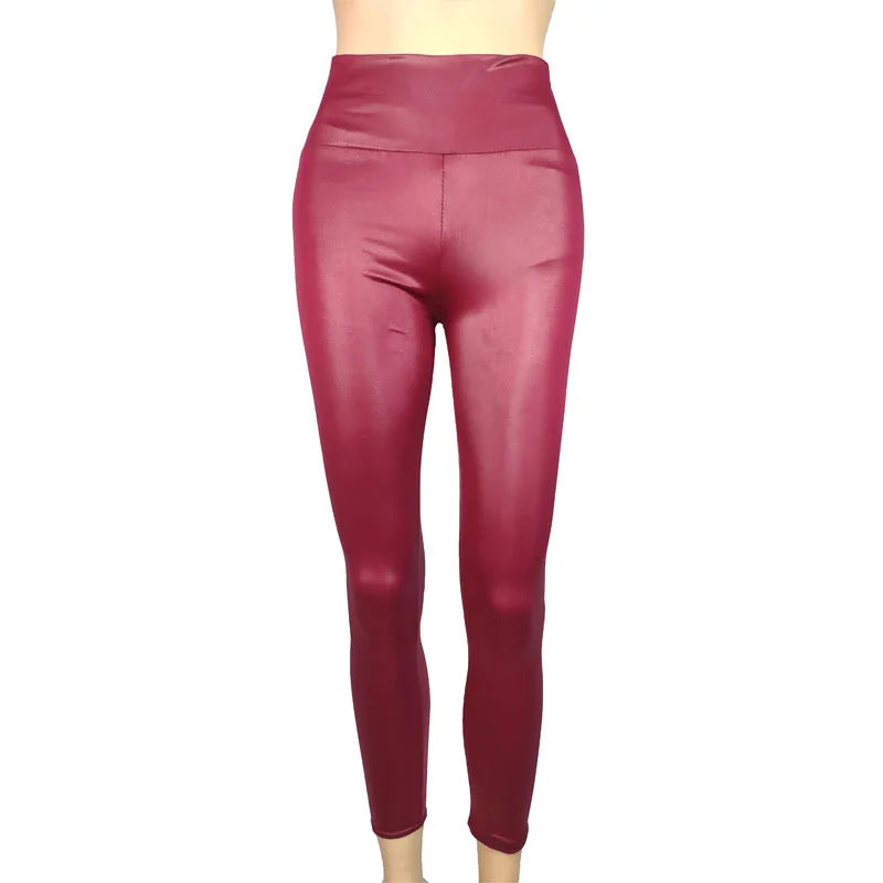 High-Waist Faux Leather Yoga Pants — High Elasticity Slim Fit Leggings | All Season | 4 Colors | XS–XXL