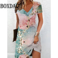 Women's Floral Vine Print Midi Dress — V-Neck A-Line | Summer | 4 Colors | S–XXXL