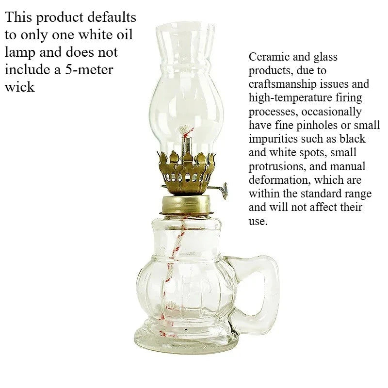 1/2 Pcs Retro Windproof Glass Lamp Mini Kerosene Oil Lamps with Handle for Indoor Use Emergency Lighting Christmas Wedding Decor