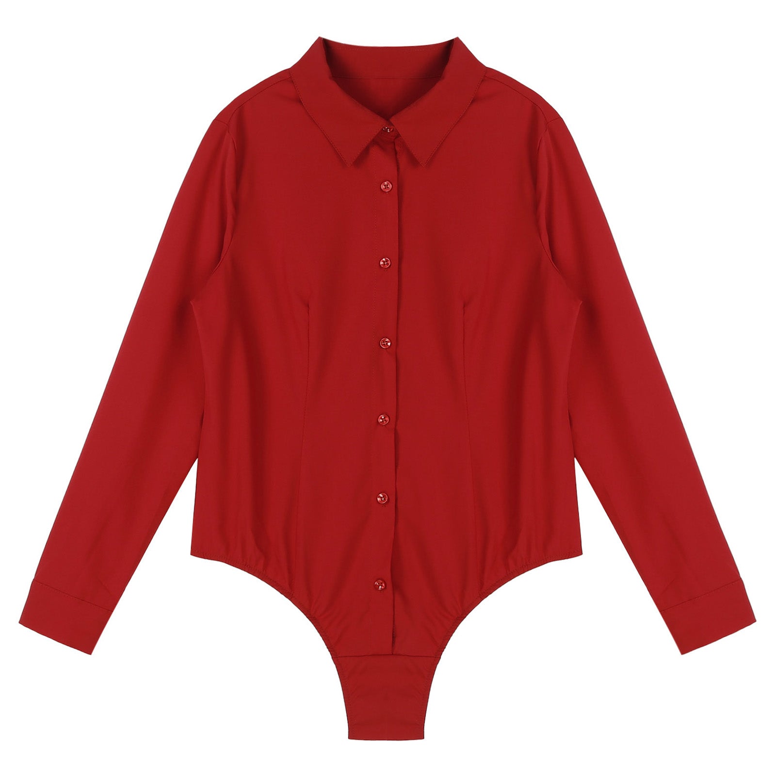 Women's Long Sleeve Bodysuit Shirt – Slim Fit Office Blouse Leotard Top