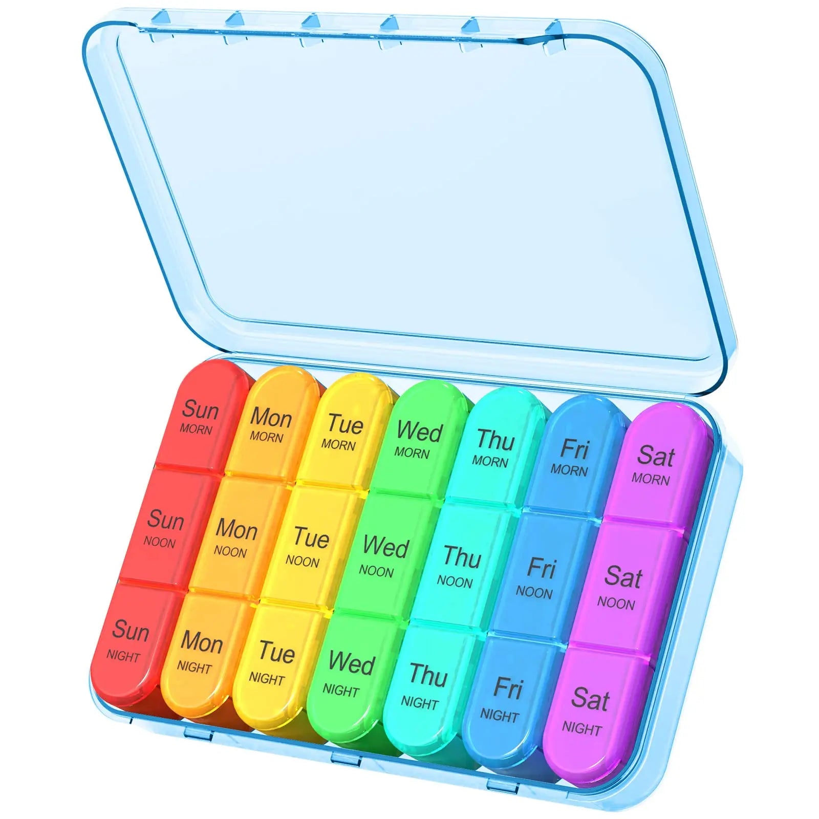 Pill Organizer 3 Times a Day - Pill Box 7 Day, Large Weekly Medicine Pill Organizer for Travel with Individual Compartments