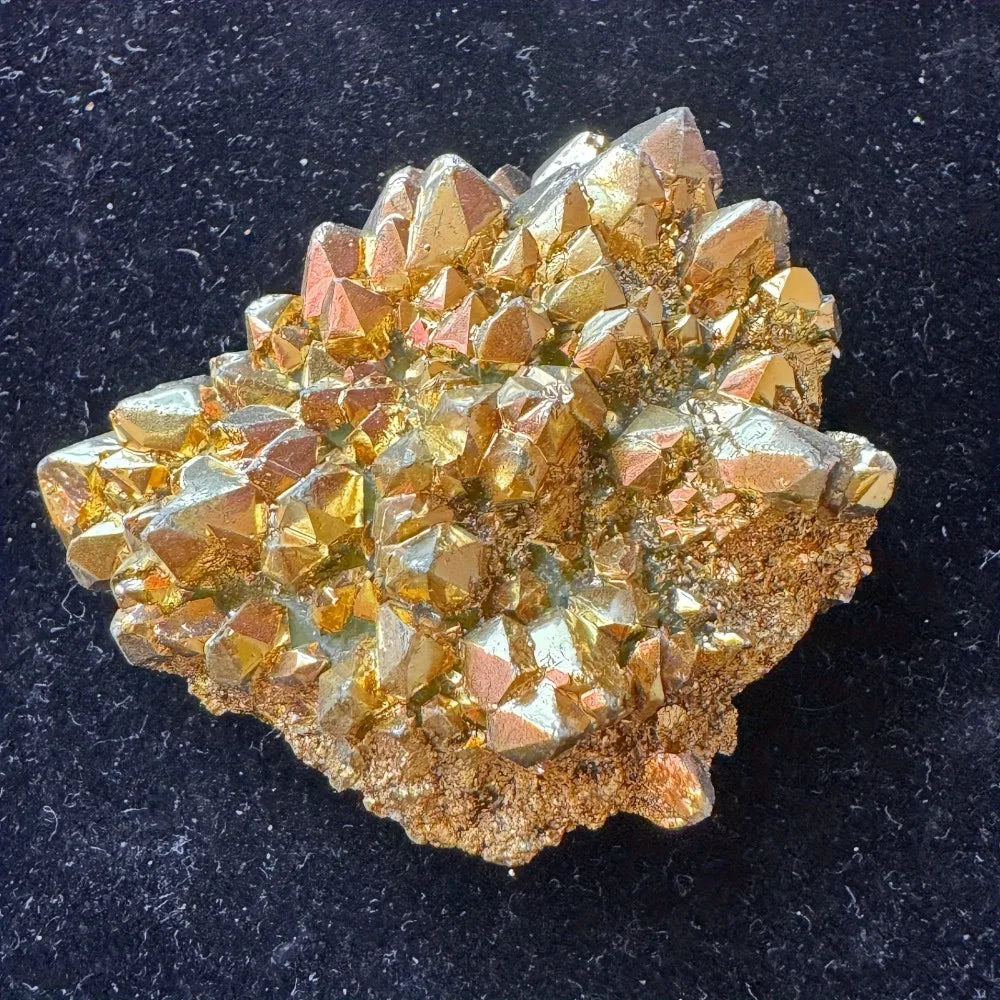 Natural Stone Golden Aura Geode - Crystal Cluster with Electroplated Golden CoatingGift, Mineral Specimen for crystal healers