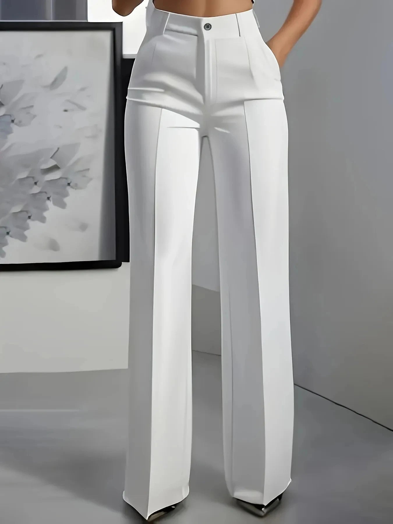 Women's High Waist Straight Leg Dress Pants – Elegant Office Trousers