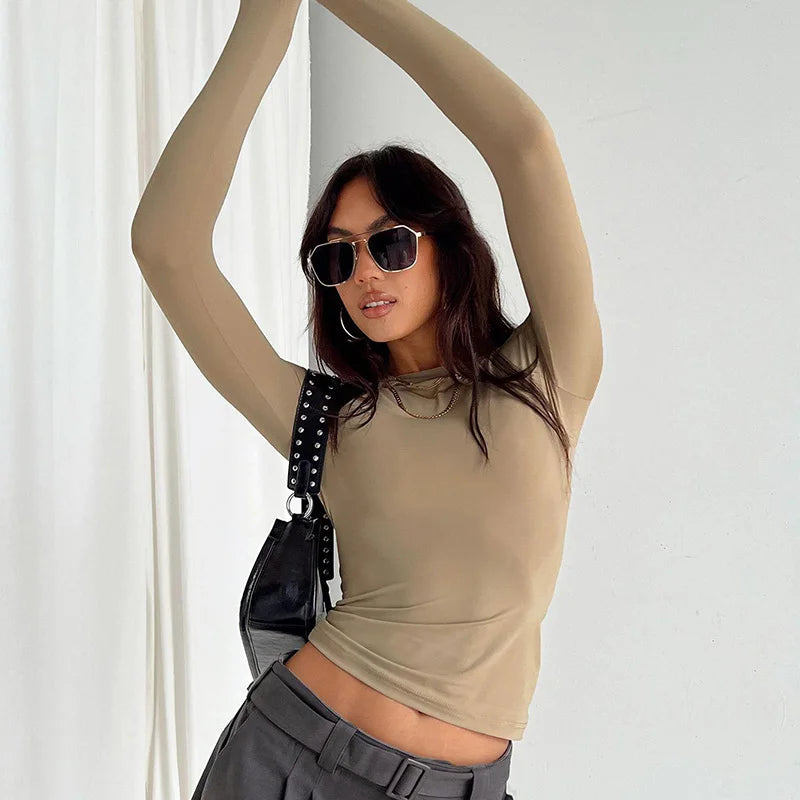 Women's Long Sleeve Slim Fit T-Shirt – Soft Stretch Casual Pullover Top
