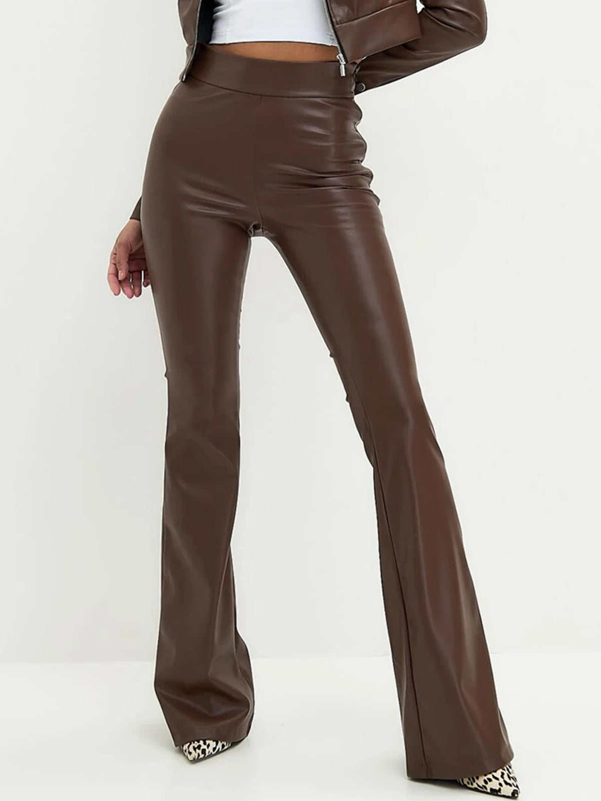 High-Waist Faux Leather Pants for Women