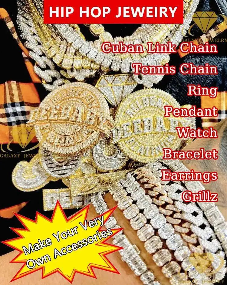 High Quality 2 Rows Prong Cuban Chain 8mm 12mm 16mm 20mm Iced Out Moissanite Cuban Bracelet Link Necklace Mens Hip Hop Jewelry