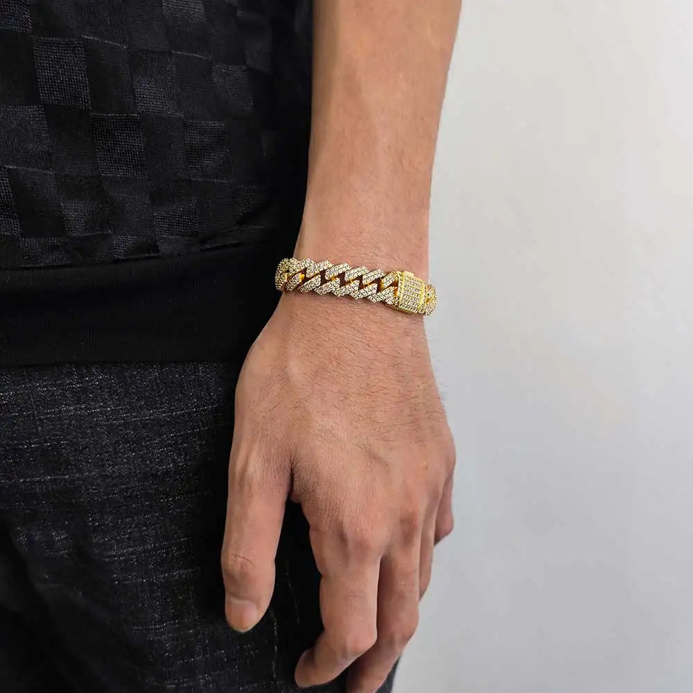 Hip Hop Jewelry 10/12/14/15/20mm CZ Cuban Link Necklace For Men Miami Bling Iced Out Prong Cuban Link Chain Party Gift