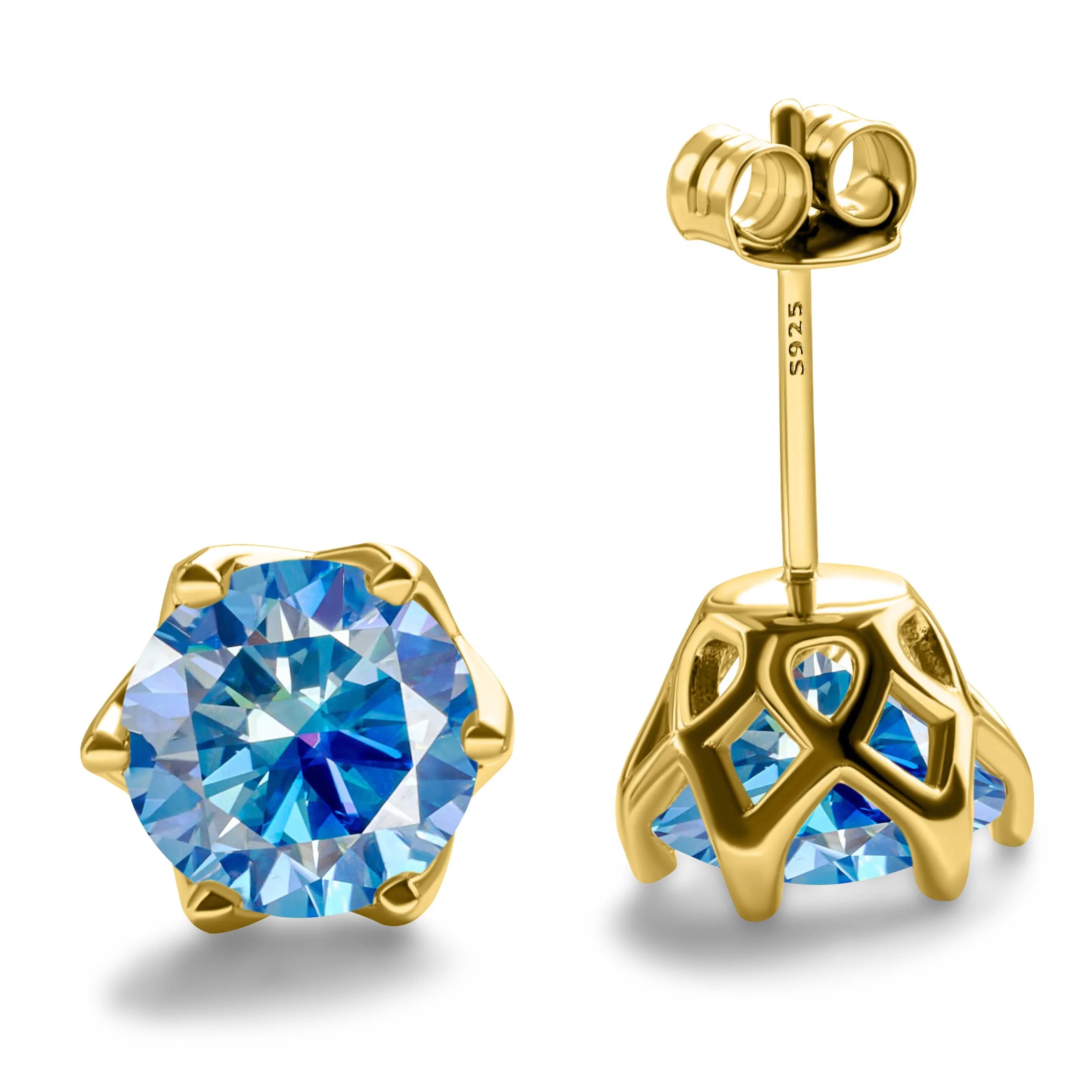 1-2 Carat D Color Moissanite Earrings For Women 100%925 Sterling Silver Ear Studs Fashionable and Brilliant