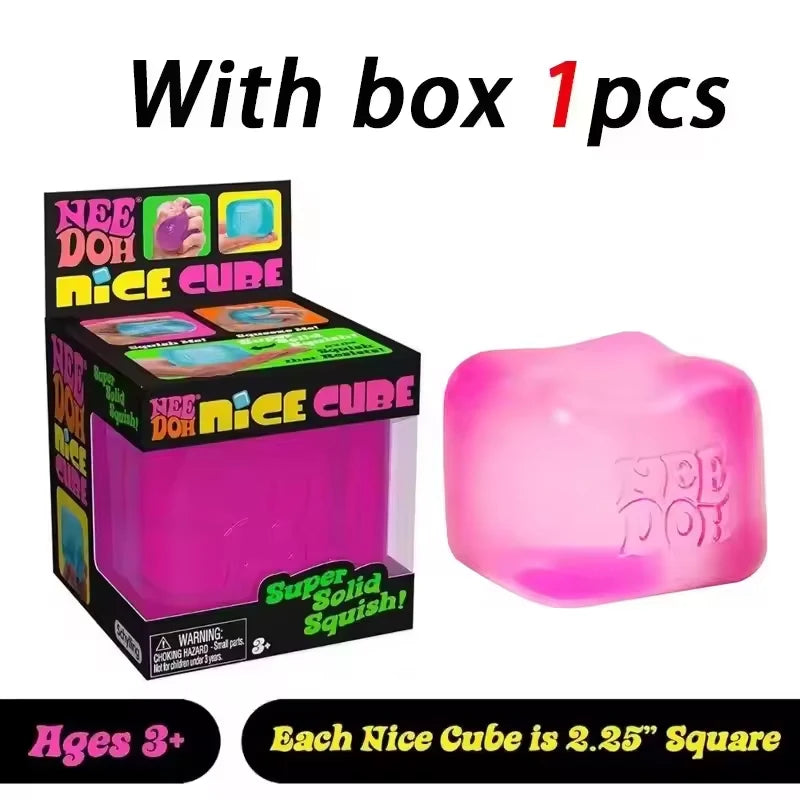 New Needoh Nice Cube Sensory Stress Reliever Fidget Tool for Anxiety Focus Desk Sensory Cube for Adults Kids Cube Squishy Toy