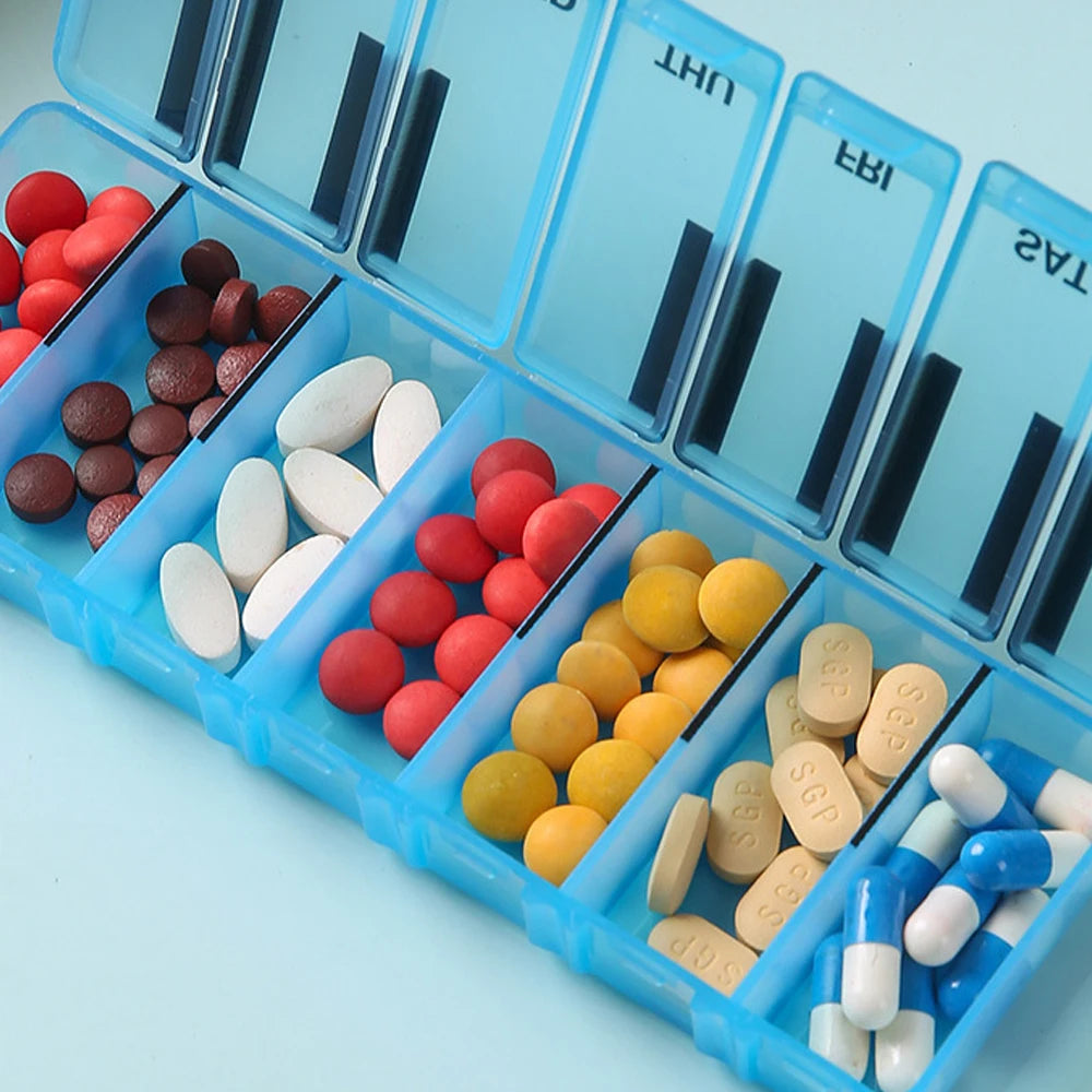 1 Pcs Pills Organizer Large, Weekly Medicine Pill Organizers, 7 Day Pills Box Cases Travel for Big Vitamin Supplements Fish Oil