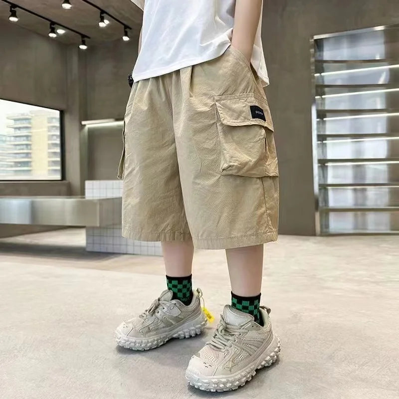 New Summer Teenage Short Boys Pants 3-14 Years Old Big Pocket Trousers For Kids Children Birthday Present