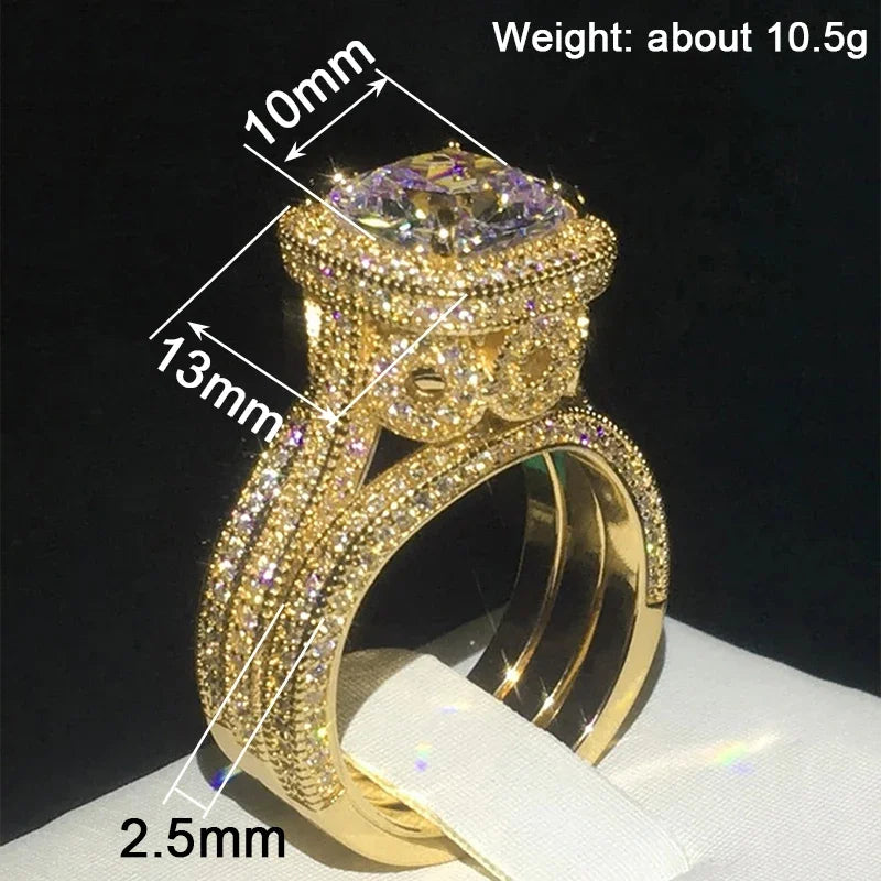 Huitan Luxury Women 3Pcs/Set Ring Gorgeous Accessories Inlaid Brilliant CZ Fashion Chic Wedding Party Elegant Female Jewelry