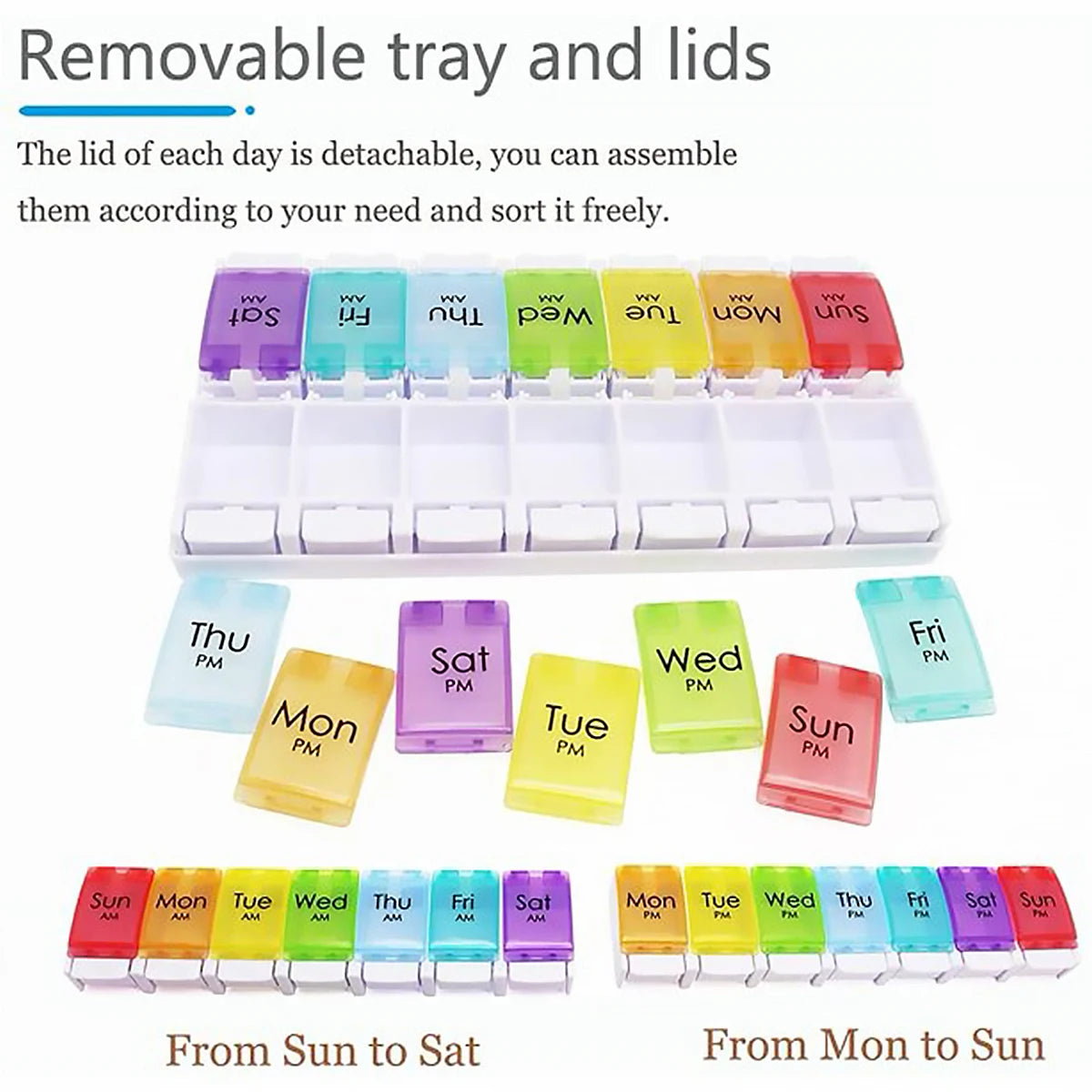 Pill Organizer Box AM PM Pill Distribution Container Portable Travel Tablets Vitamins Medicinel Cases Box Fish Oil/Supplements