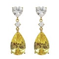 Yellow Crystal Geometric Drop Earrings