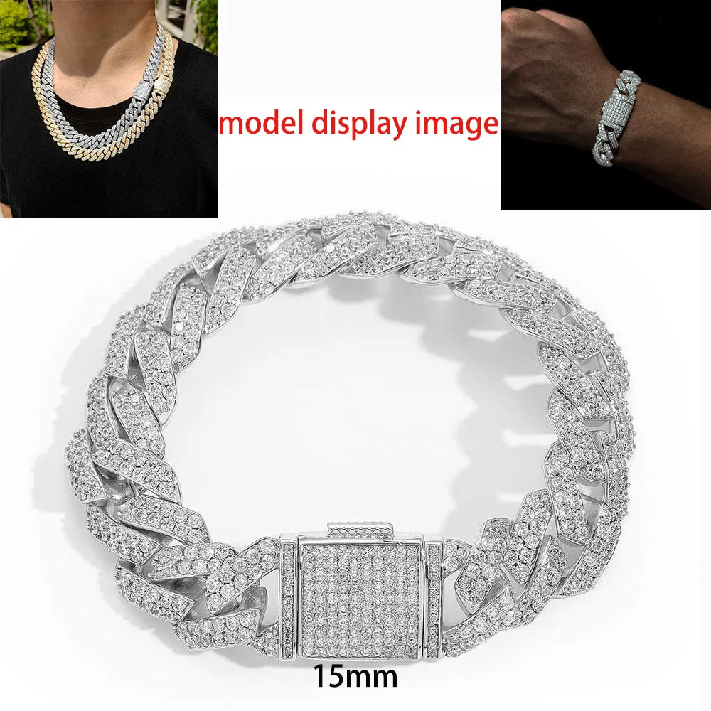 Iced Out CZ Cuban Link Chain — 10mm–20mm | Gold & Silver | Bracelet & Necklace | Men's Hip Hop Jewelry