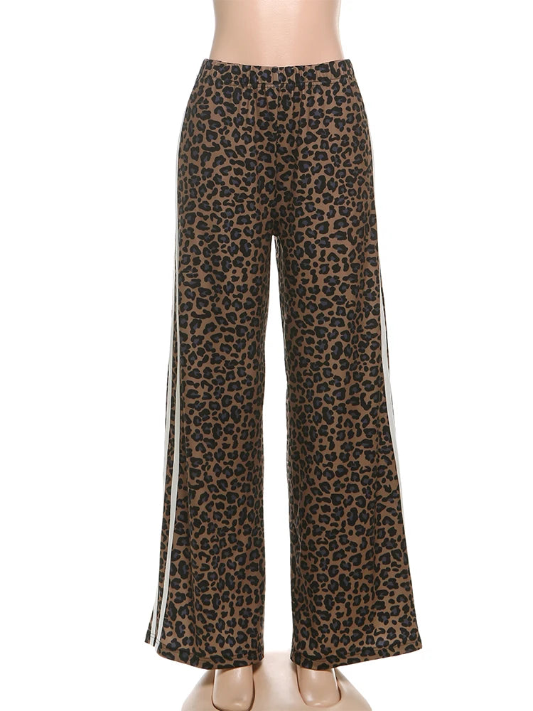 Leopard Print Wide-Leg Pants | High-Waist Ankle-Length Trousers