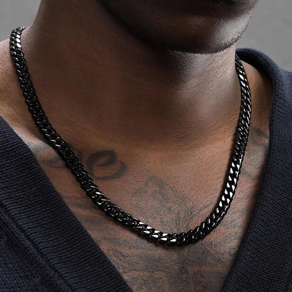Stainless Steel Cuban Link Chain — 3, 5 or 7mm in Black, Gold or Silver Tone | 40/50/60cm, Unisex