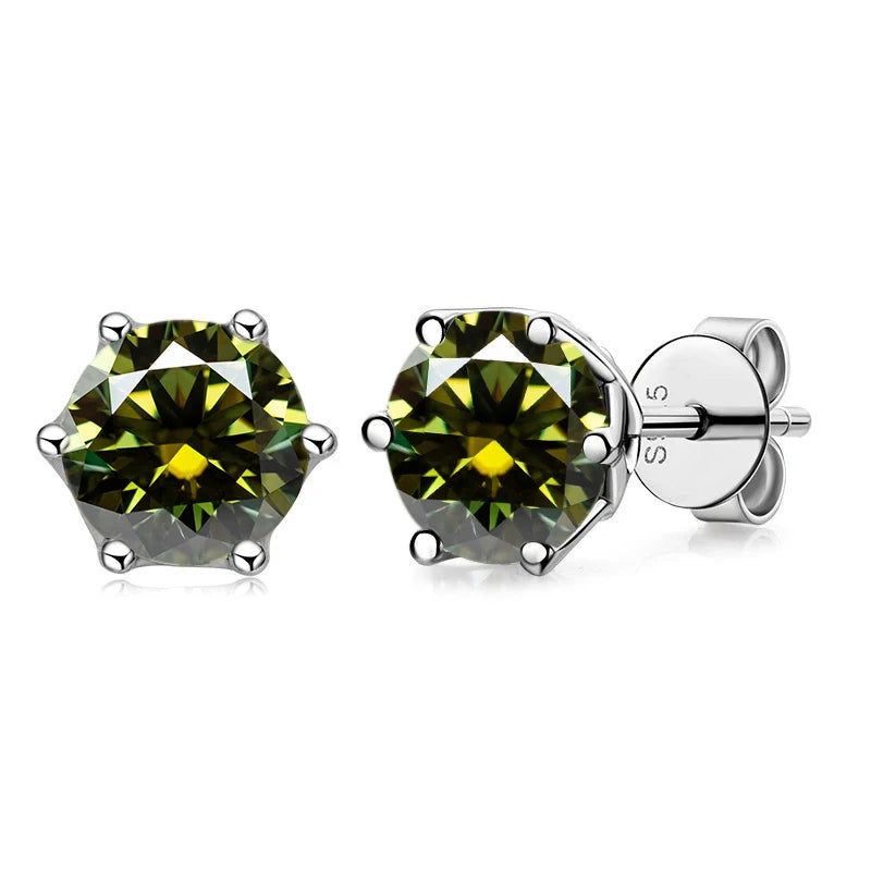JoyceJelly VVS D Color Moissanite Stud Earrings — Russian Cut 8H8A | 925 Sterling Silver | 0.5CT–2CT | 20+ Colors