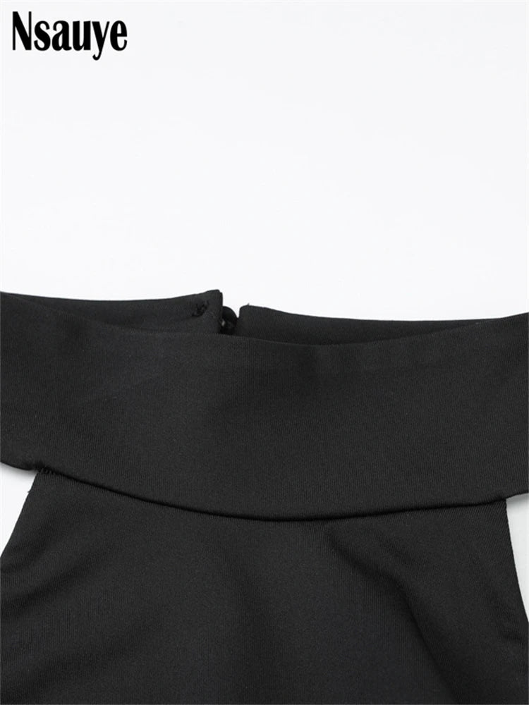 Nsauye Hollow Out Sexy Women Maxi Dress Black Sleeveless High Split Female Summer Autumn Skinny Elegant Long Dresses Party Club