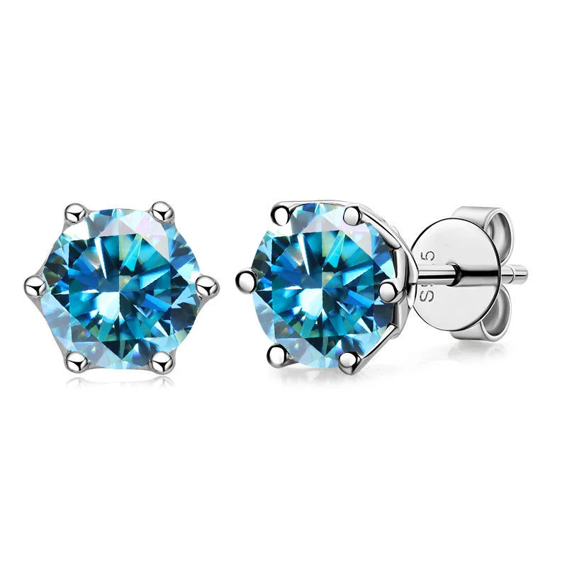 Butterflykiss D Color Moissanite Stud Earrings — 925 Sterling Silver | GRA Certified | 0.5CT, 1CT & 2CT | 20+ Colors