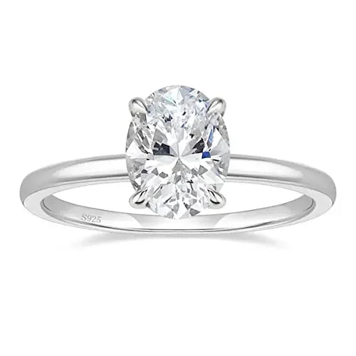 Trumium 3CT 925 Sterling Silver Engagement Rings Oval Cut Solitaire Cubic Zirconia Wedding Promise Rings for Women Fine Jewelry