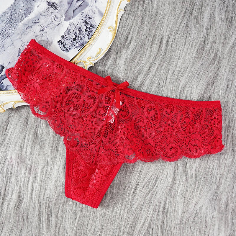 Lace Thong Panties — Brazilian Cut Low-Rise See-Through | Single or 3-Pack | S–XL