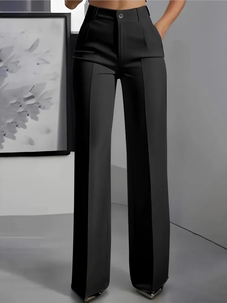 Women's High Waist Straight Leg Dress Pants – Elegant Office Trousers