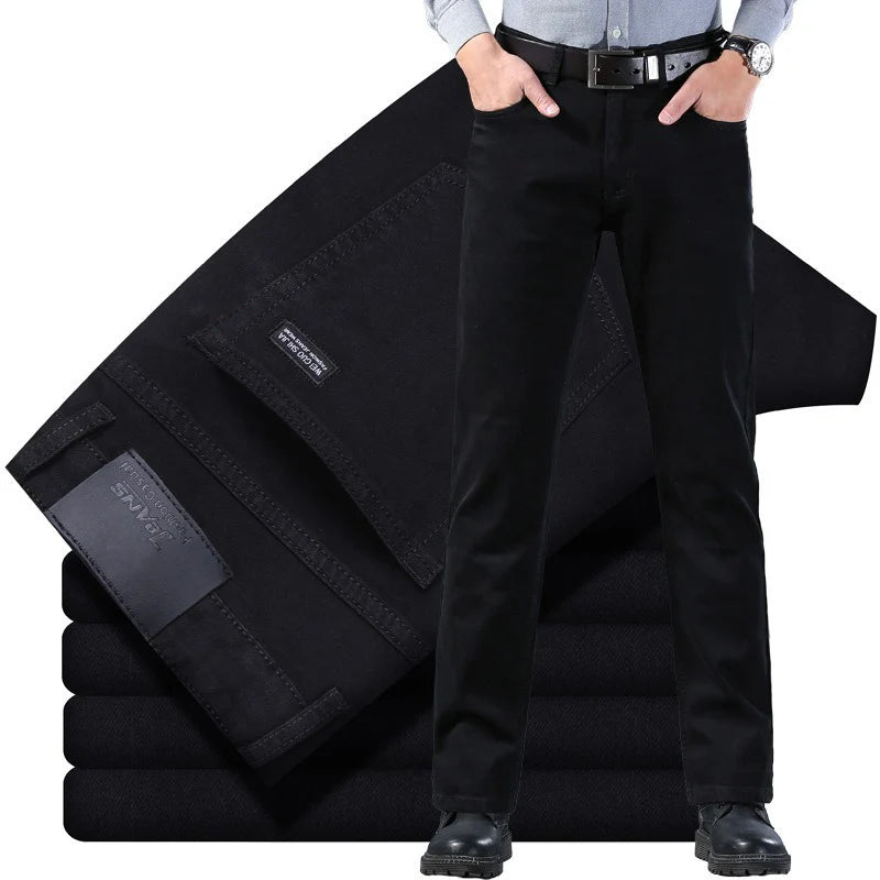 Men’s Classic Soft Stretch Black Straight-Leg Jeans