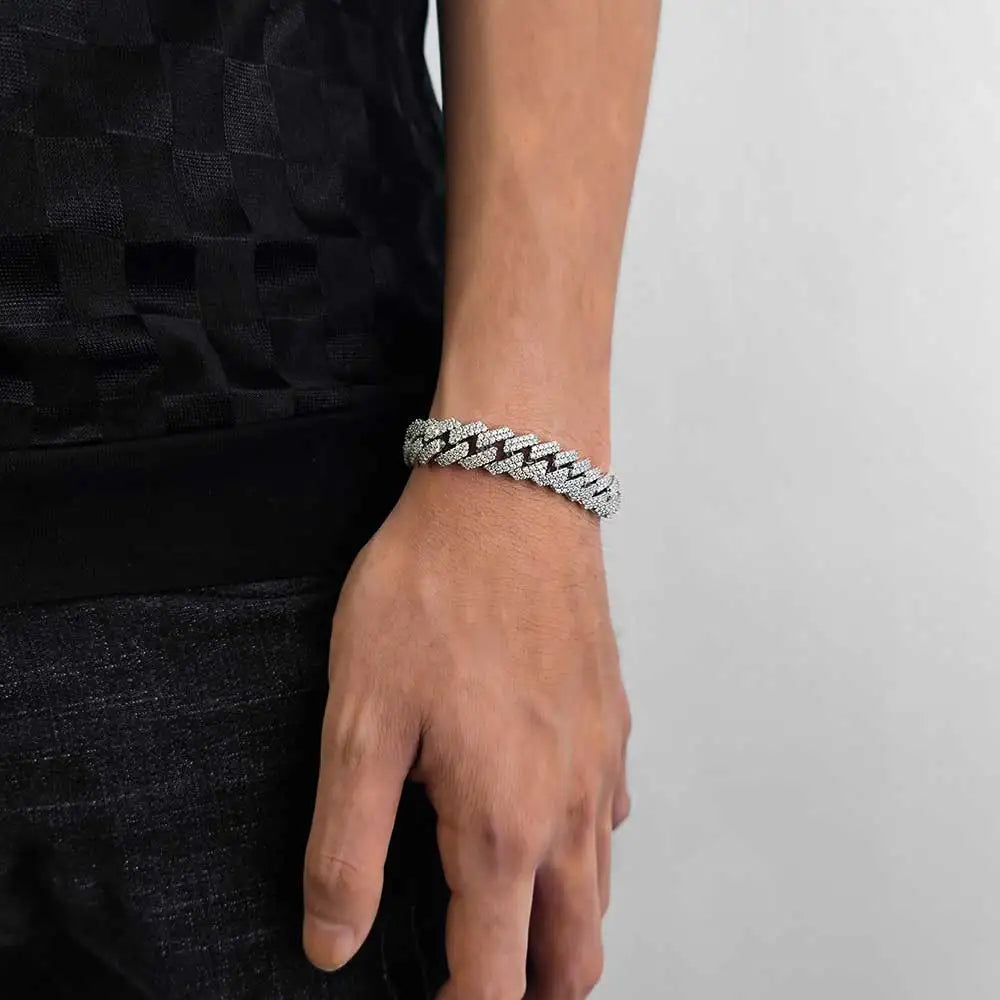 Hip Hop Jewelry 10/12/14/15/20mm CZ Cuban Link Necklace For Men Miami Bling Iced Out Prong Cuban Link Chain Party Gift