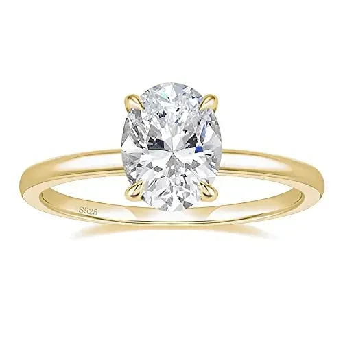 Trumium 3CT 925 Sterling Silver Engagement Rings Oval Cut Solitaire Cubic Zirconia Wedding Promise Rings for Women Fine Jewelry
