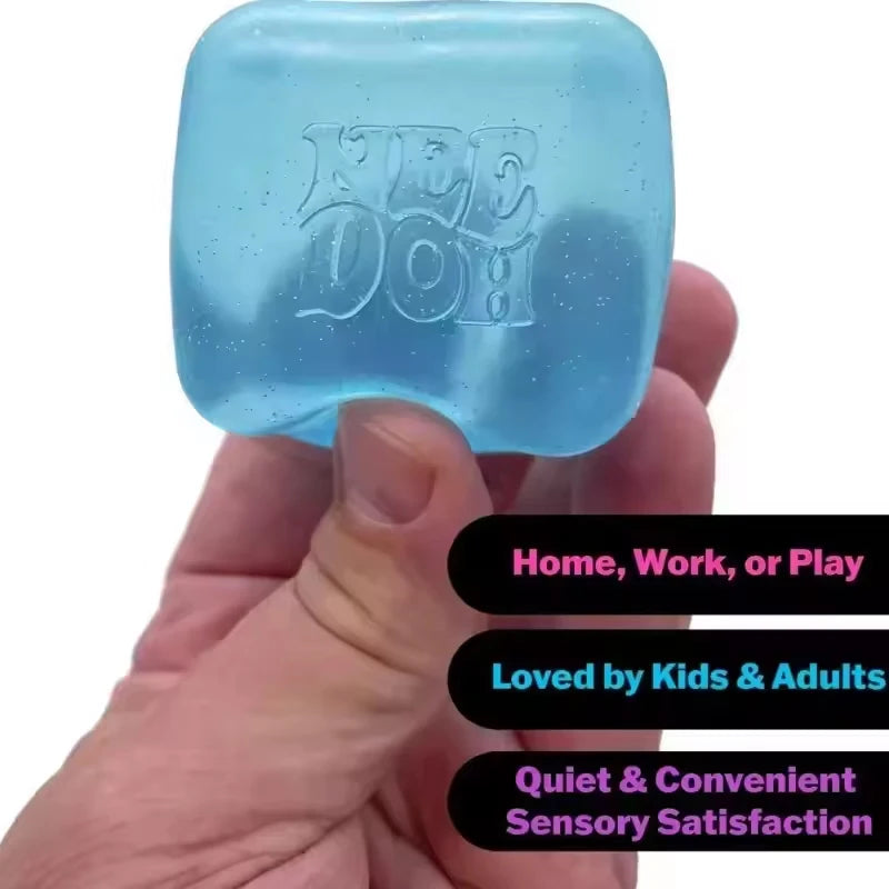 New Needoh Nice Cube Sensory Stress Reliever Fidget Tool for Anxiety Focus Desk Sensory Cube for Adults Kids Cube Squishy Toy