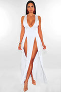 Sleeveless V-Neck Midi Dress – Slim-Fit A-Line Silhouette