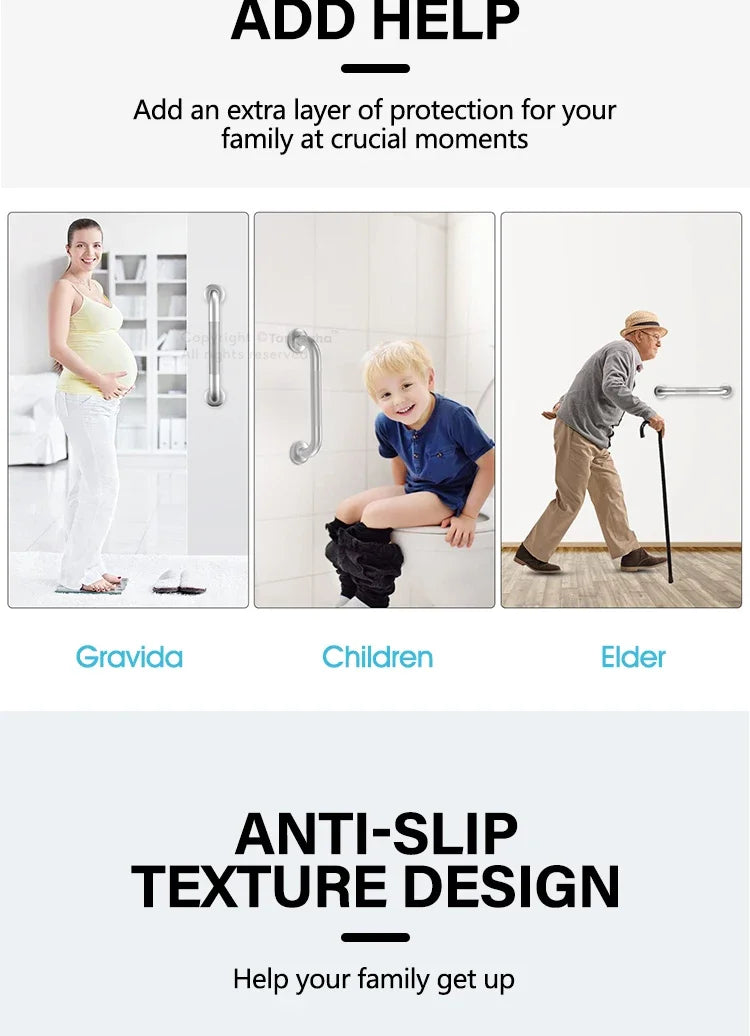 Stainless Steel Grab Bar Anti Slip Shower Safety Support Handle Bathroom Tub Toilet Handrail Prevent Falls Bathroom Fixture