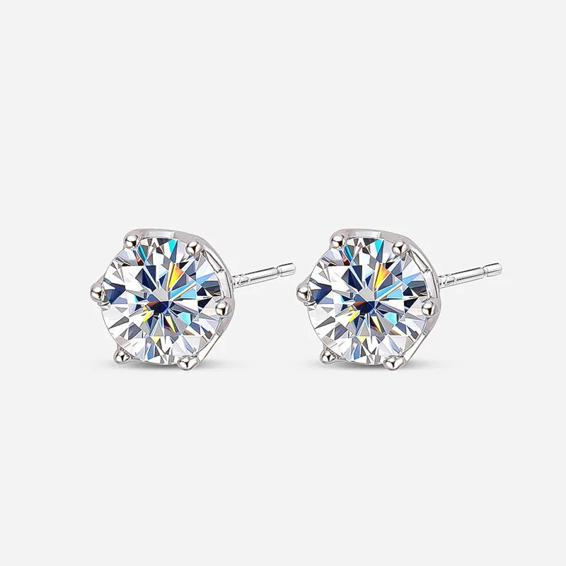 Butterflykiss D Color Moissanite Stud Earrings — 925 Sterling Silver | GRA Certified | 0.5CT, 1CT & 2CT | 20+ Colors