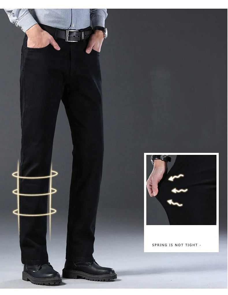 Men’s Classic Soft Stretch Black Straight-Leg Jeans