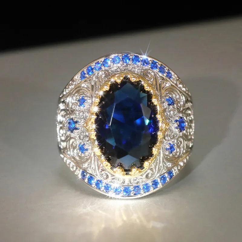 Two-Tone Water Drop Zircon Ring