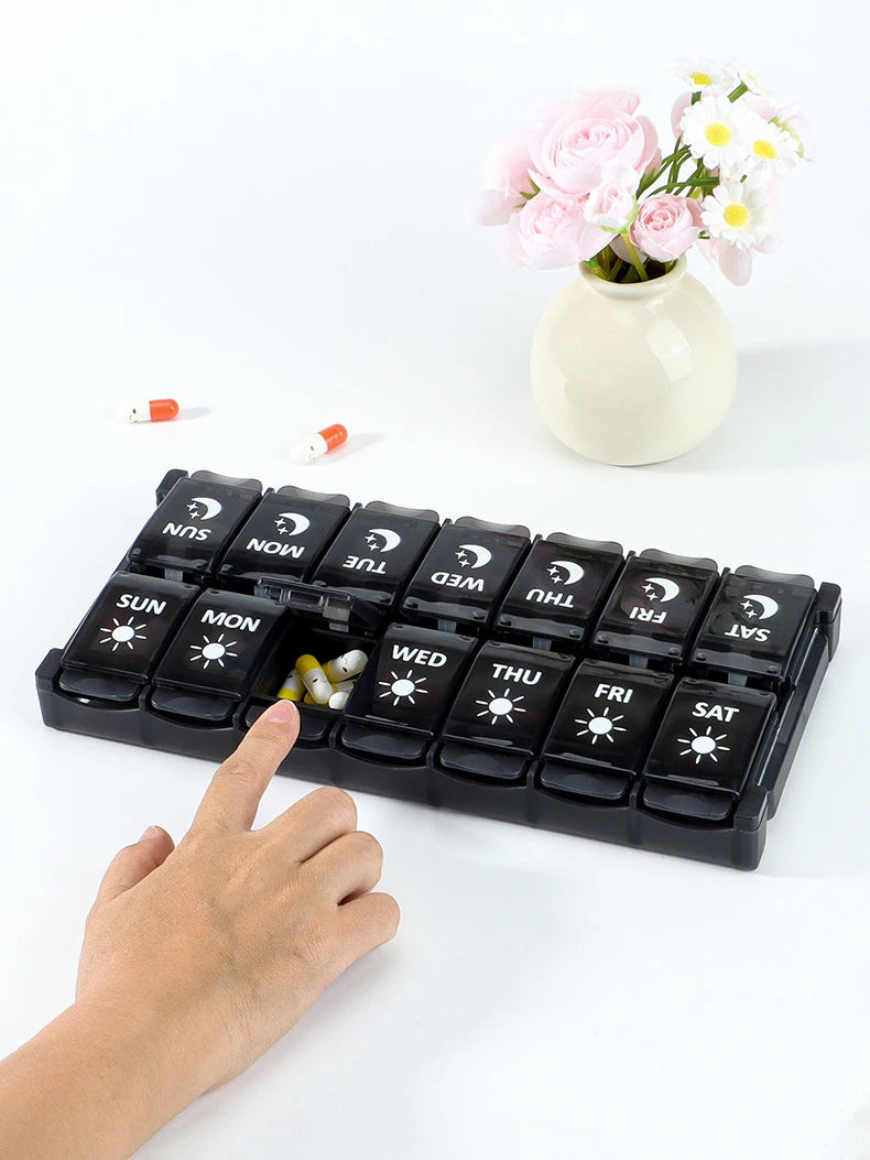 A Weekly Pill Organizer, A 7-day Pill Box, A Cute Pill Box For Travel, A Daily Pill Dispenser Stand Container For Medication