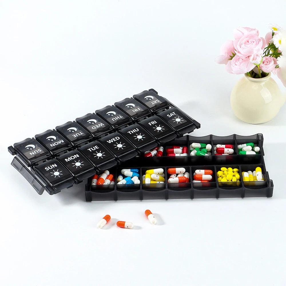 A Weekly Pill Organizer, A 7-day Pill Box, A Cute Pill Box For Travel, A Daily Pill Dispenser Stand Container For Medication