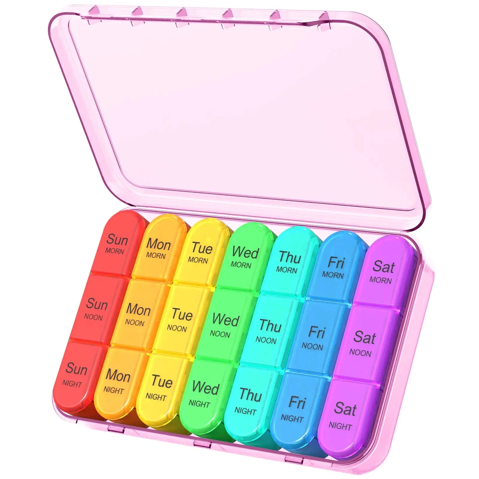 Pill Organizer 3 Times a Day - Pill Box 7 Day, Large Weekly Medicine Pill Organizer for Travel with Individual Compartments
