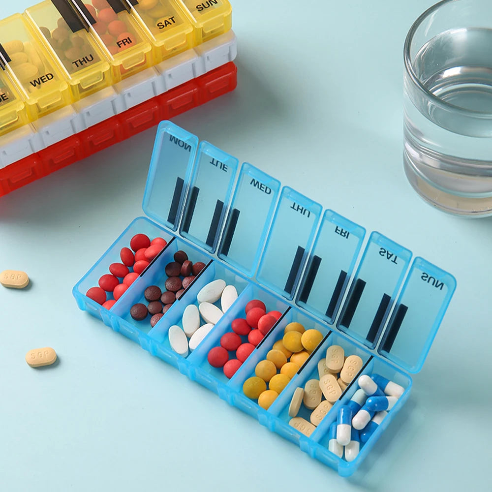 1 Pcs Pills Organizer Large, Weekly Medicine Pill Organizers, 7 Day Pills Box Cases Travel for Big Vitamin Supplements Fish Oil