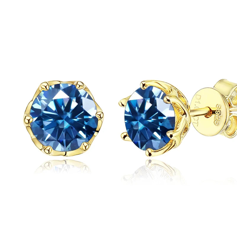 JoyceJelly 1/2/4CT D Color Moissanite Diamond Stud Earrings S925 Sterling Silver Plated 18K Gold Ear-studs Luxury Fine Jewelry