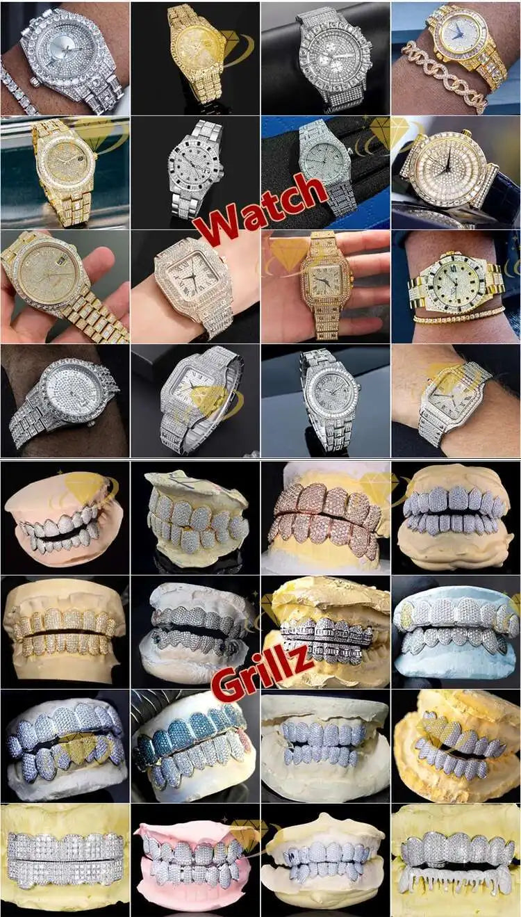 High Quality 2 Rows Prong Cuban Chain 8mm 12mm 16mm 20mm Iced Out Moissanite Cuban Bracelet Link Necklace Mens Hip Hop Jewelry
