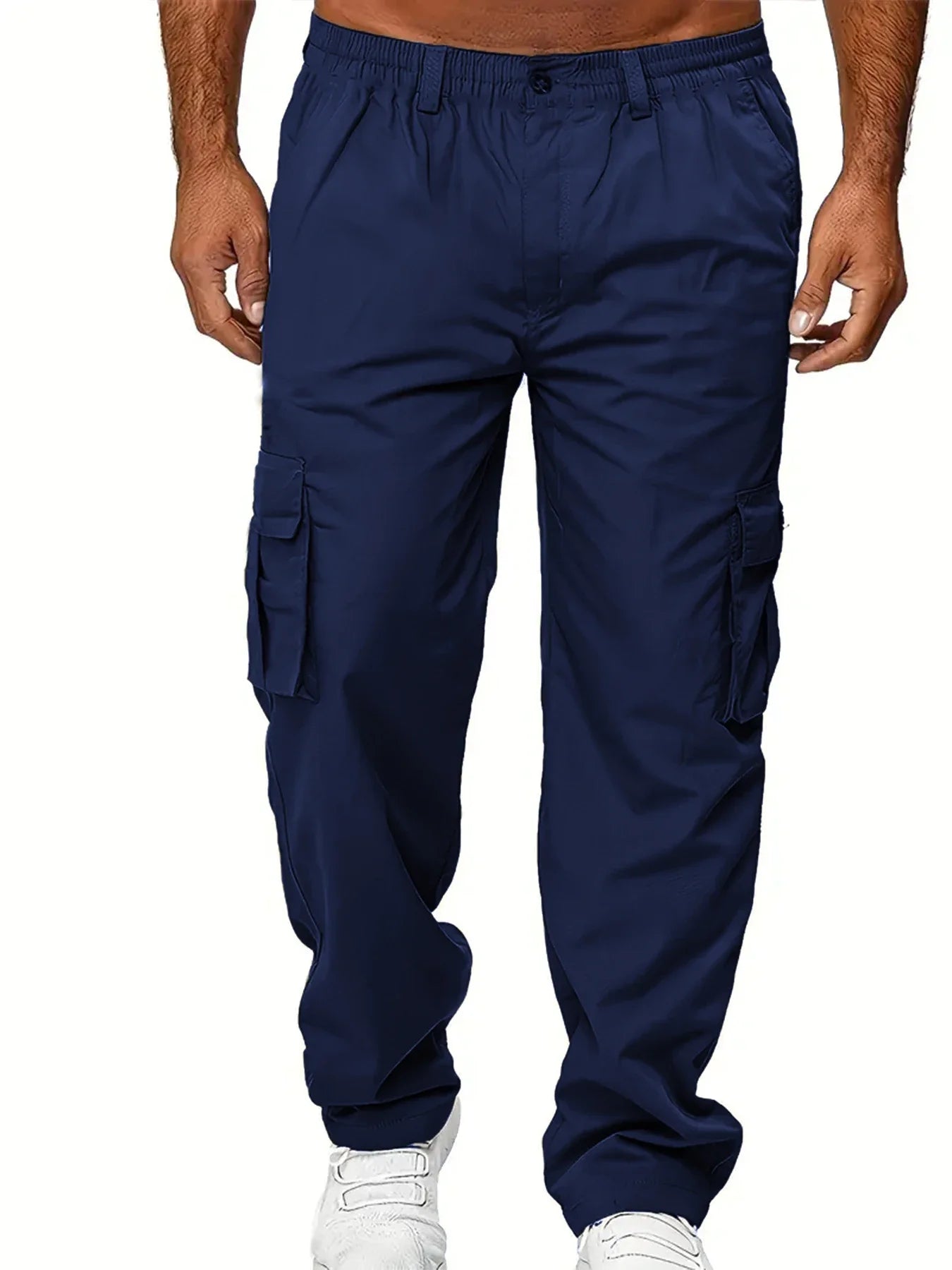 Men's Cargo Pants Sweatpants Outdoor Loose Straight Long Trousers Summer Casual Multi-Pocket Durable Workwear Male Trousers