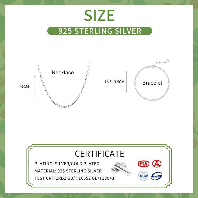 INZATT Real 925 Sterling Silver Sparkling Chain Pendant Choker Necklace for Women Light Luxury Minimalist Fine Jewelry