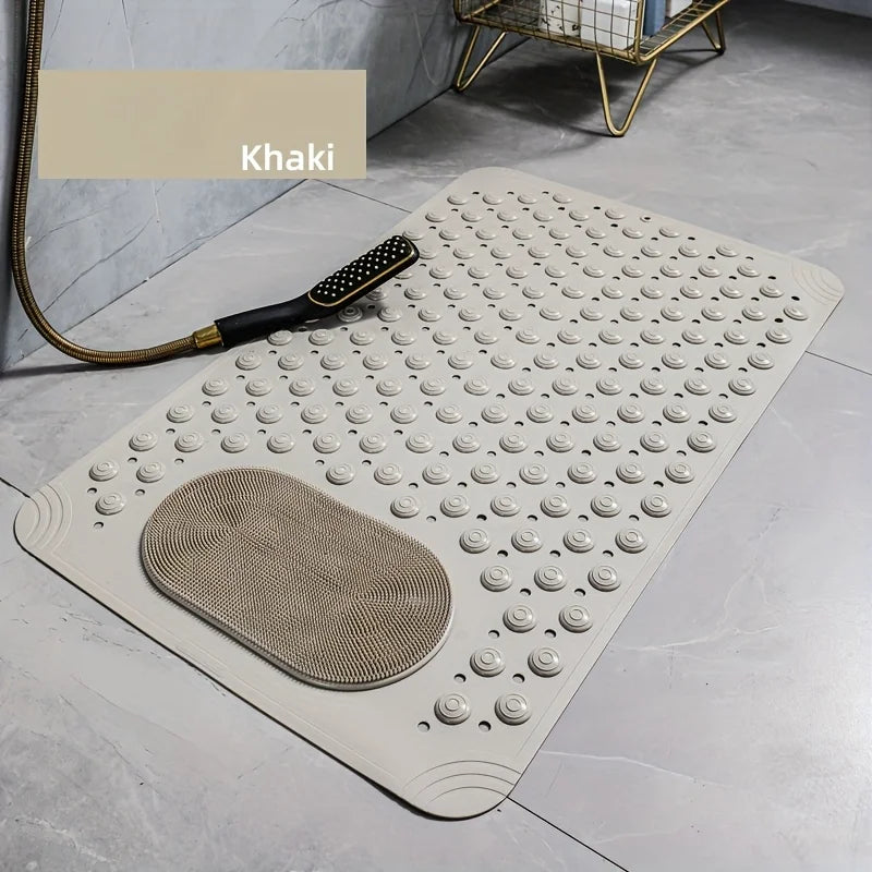 Textured PVC Shower Mat with Foot Scrubber | 36 × 69 cm