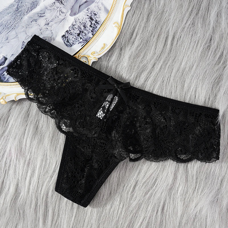 Lace Thong Panties — Brazilian Cut Low-Rise See-Through | Single or 3-Pack | S–XL
