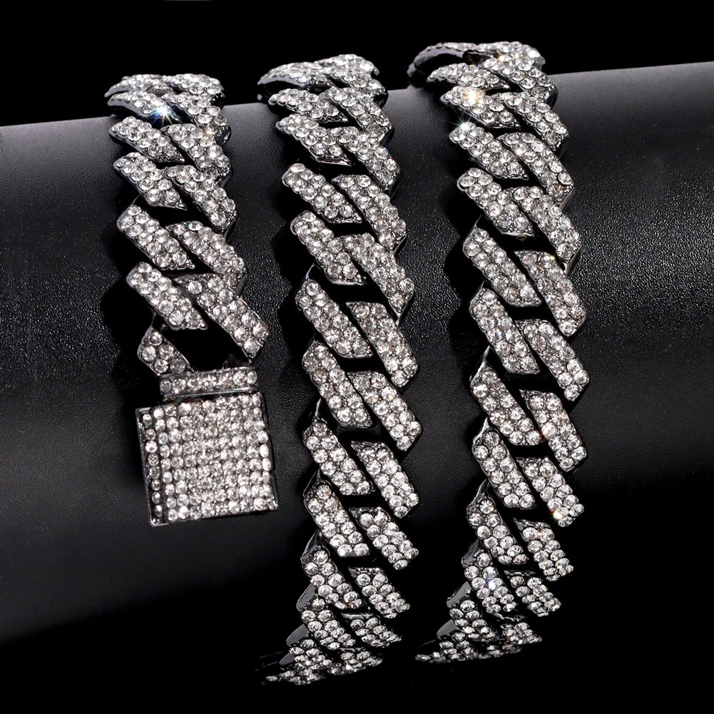 14mm Iced Out Rhombus Cuban Link Chain