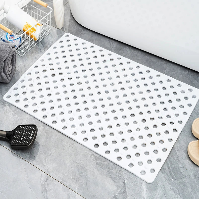Slip Anti Mould Rubber Anti Slip Bath Mat With Drain Holes Machine Washable Antibacterial Resistant Shower Mat For Shower Or Tub