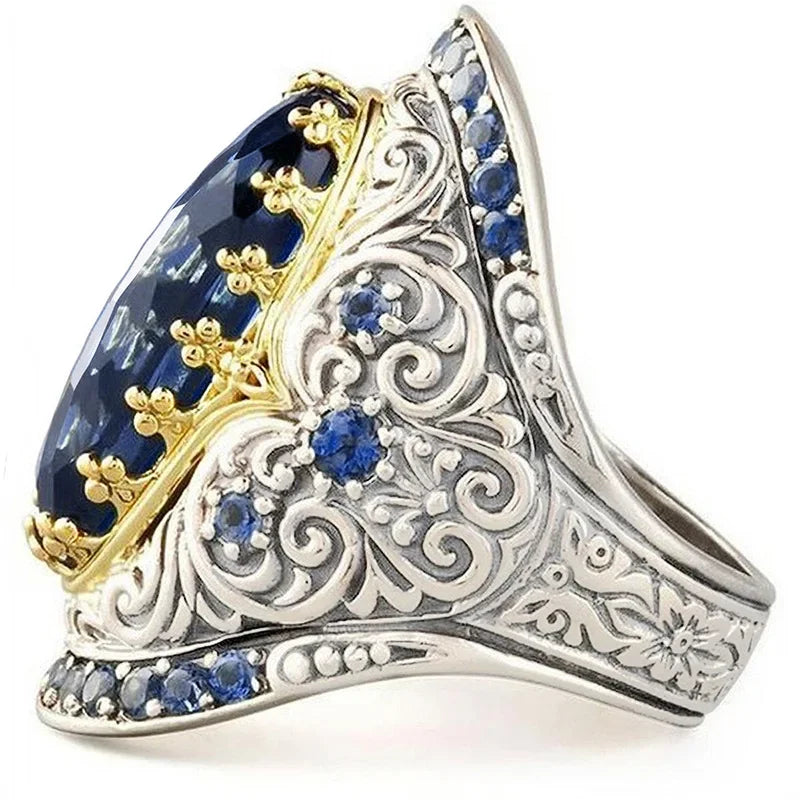 Two-Tone Water Drop Zircon Ring