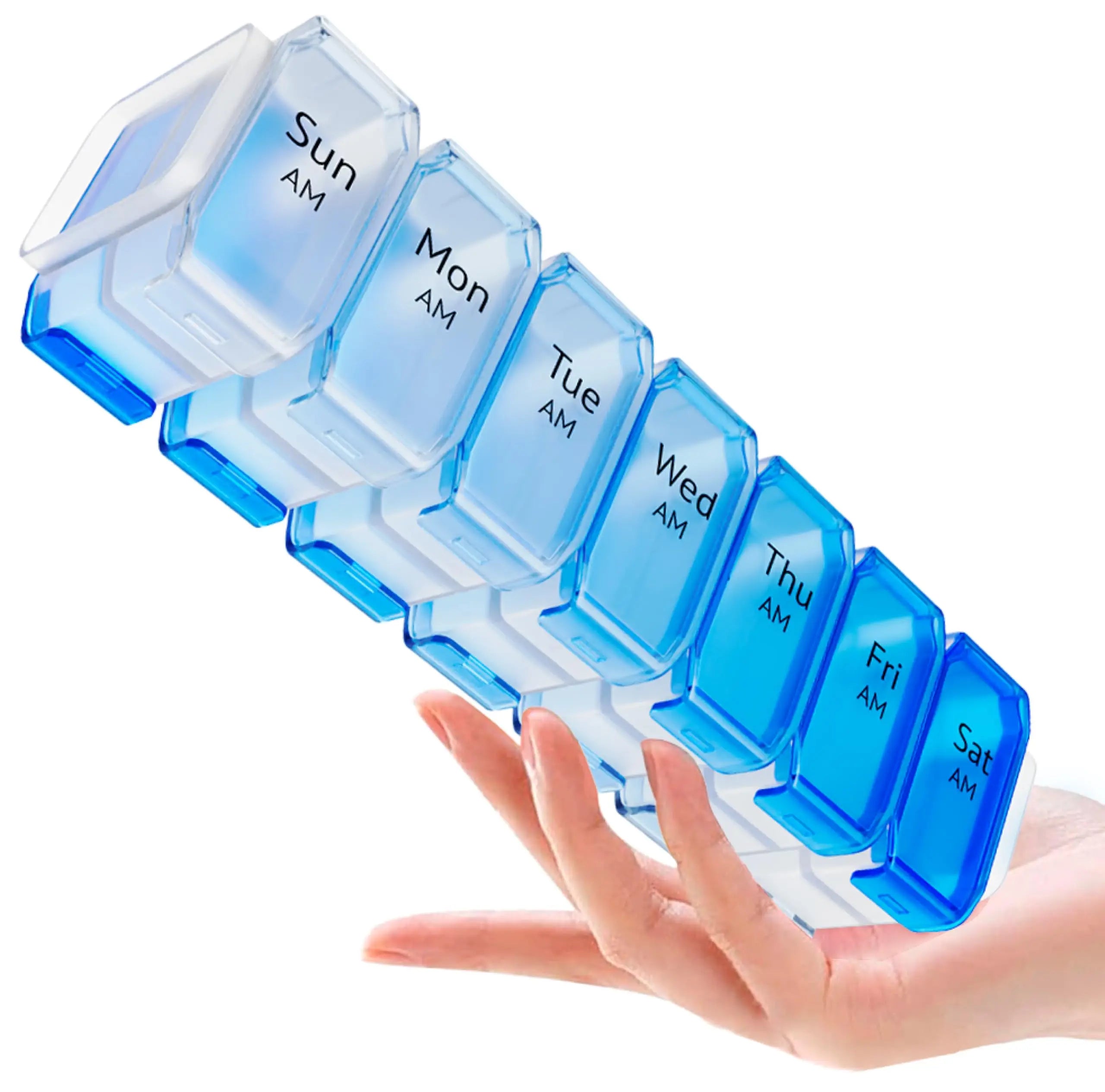 Extra Large Pill Organizer- XXL Pill Box for 7 or 14-Day - Weekly Pill Organizer with AM PM Large Compartments Big Pill Case
